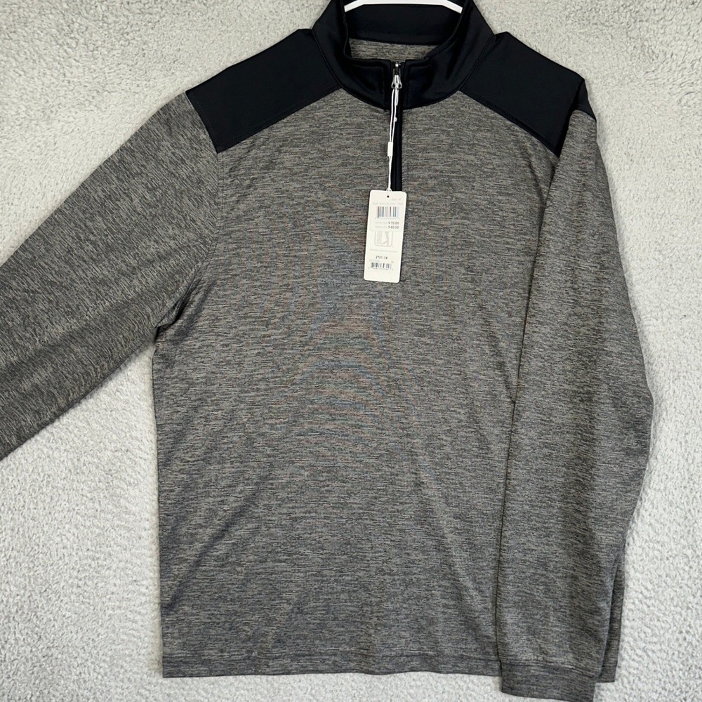 NEW‎ PGA Tour Sweatshirt Mens Medium Grey Golf Colorblock Quarter Zip Pullover